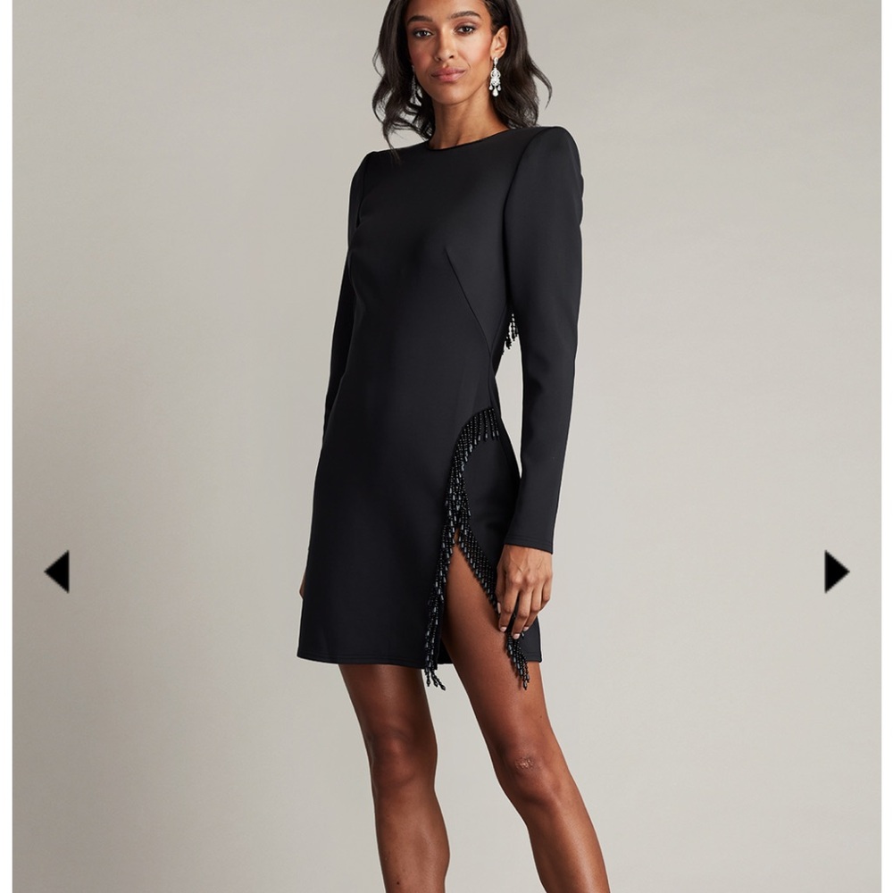 Tadashi Shoji Black Long Sleeve Dress with Beaded Accents - NWOT- never worn